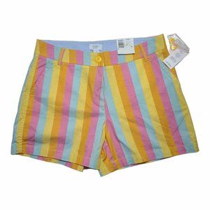 * NWT* Crown & Ivy bright multicolor pastel striped shorts. Size 8. 5in inseam.